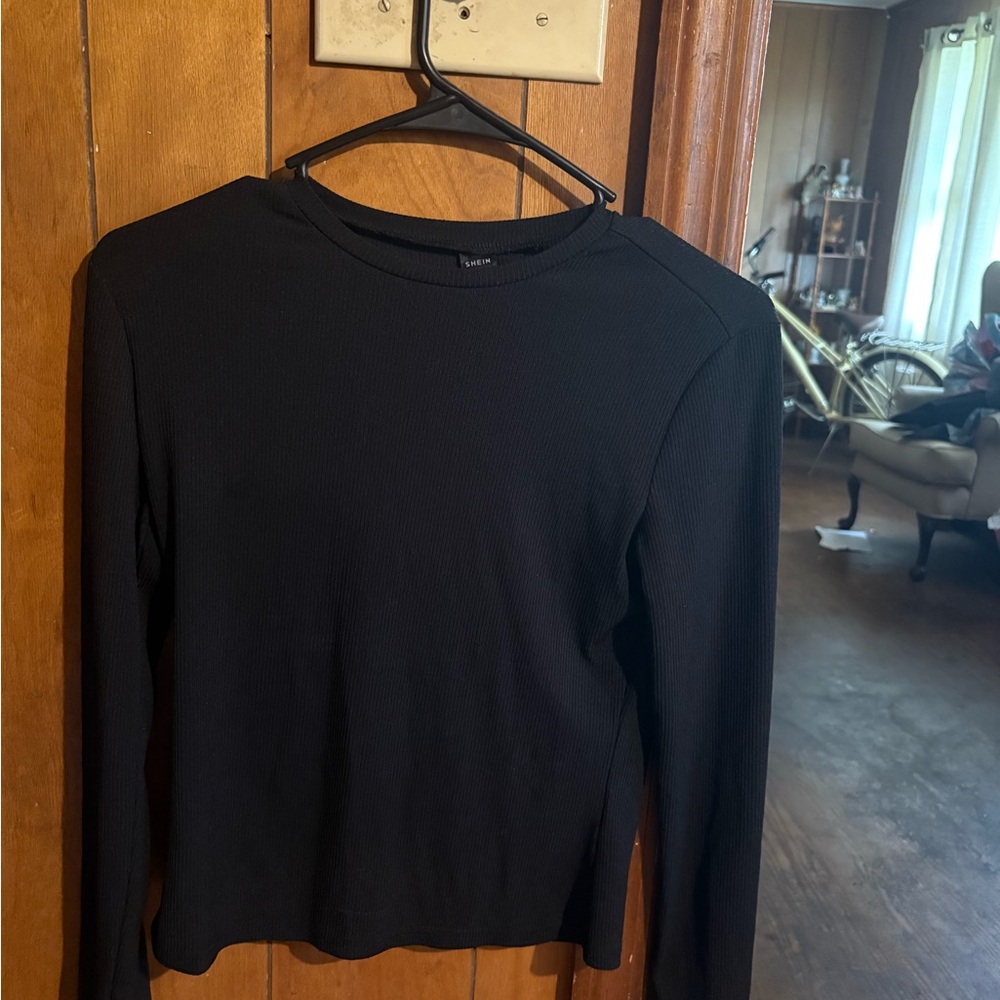 SHEIN Black Fitted Long Sleeve Tee